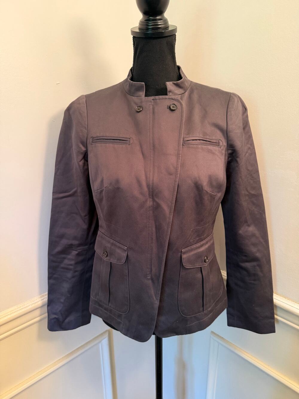 Banana Republic Cotton Tailored Utility Moto Military Blazer Jacket Asymmetric
